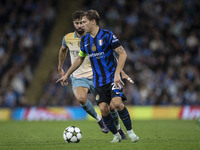 Nicolo Barella #23 of Inter Milan during the UEFA Champions League League Stage match between Manchester City and Football Club Internaziona...