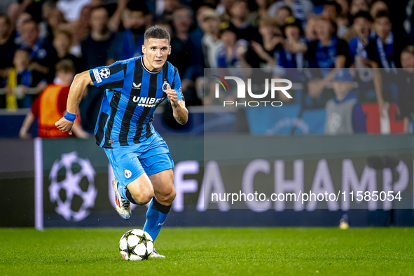 Club Brugge forward Christos Tzolis during the match between Club Brugge and Borussia Dortmund at the Jan Breydelstadion for the Champions L...