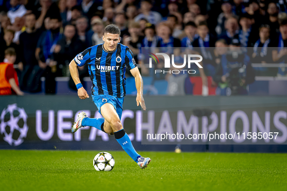 Club Brugge forward Christos Tzolis during the match between Club Brugge and Borussia Dortmund at the Jan Breydelstadion for the Champions L...