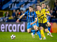 Club Brugge forward Christos Tzolis and Borussia Dortmund defender Marcel Sabitzer during the match between Club Brugge and Borussia Dortmun...