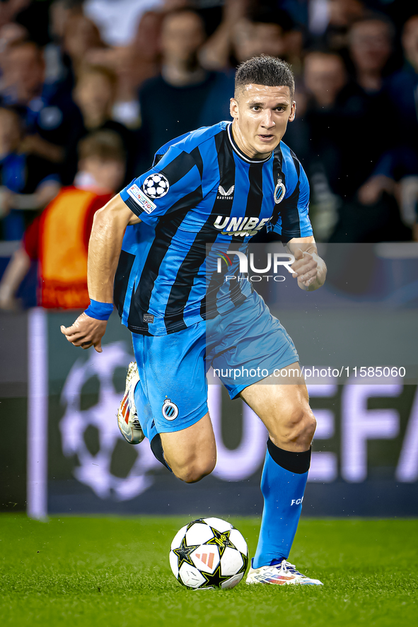 Club Brugge forward Christos Tzolis during the match between Club Brugge and Borussia Dortmund at the Jan Breydelstadion for the Champions L...