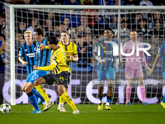 Club Brugge midfielder Hans Vanaken and Borussia Dortmund defender Emre Can during the match between Club Brugge and Borussia Dortmund at th...