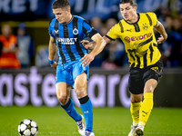 Club Brugge forward Christos Tzolis and Borussia Dortmund defender Marcel Sabitzer during the match between Club Brugge and Borussia Dortmun...