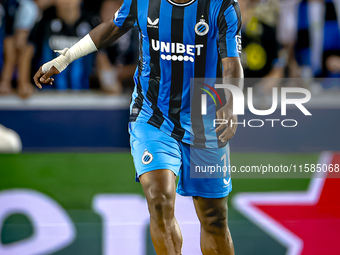 Club Brugge midfielder Raphael Onyedika plays during the match between Club Brugge and Borussia Dortmund at the Jan Breydelstadion for the C...