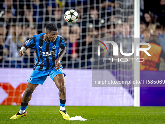 Club Brugge midfielder Raphael Onyedika plays during the match between Club Brugge and Borussia Dortmund at the Jan Breydelstadion for the C...