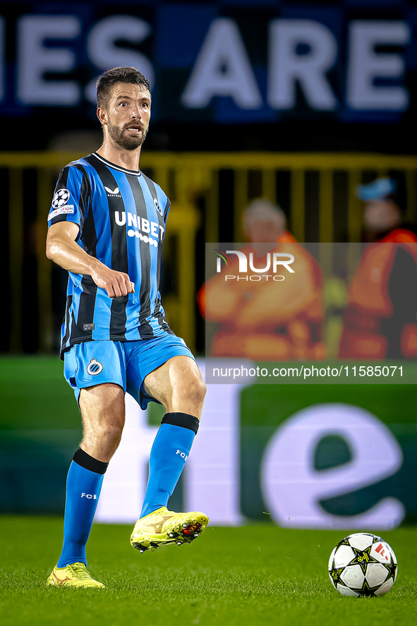 Club Brugge defender Brandon Mechele plays during the match between Club Brugge and Borussia Dortmund at the Jan Breydelstadion for the Cham...