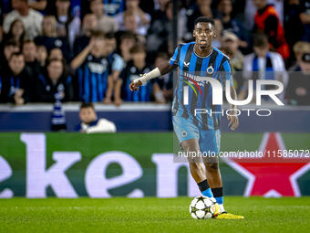 Club Brugge midfielder Raphael Onyedika plays during the match between Club Brugge and Borussia Dortmund at the Jan Breydelstadion for the C...