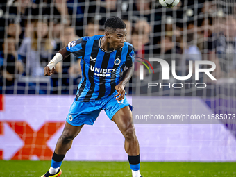 Club Brugge midfielder Raphael Onyedika plays during the match between Club Brugge and Borussia Dortmund at the Jan Breydelstadion for the C...