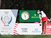 GAINESVILLE, VIRGINIA - SEPTEMBER 15: Nelly Korda of the United States hits from the 13th tee during the final round of the Solheim Cup at R...