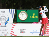 GAINESVILLE, VIRGINIA - SEPTEMBER 15: Nelly Korda of the United States hits from the 13th tee during the final round of the Solheim Cup at R...