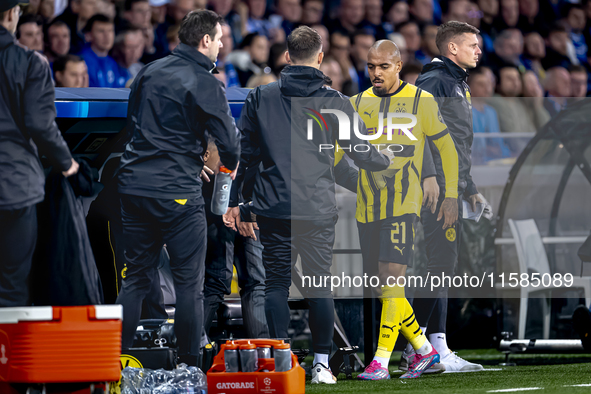 Borussia Dortmund forward Donyell Malen during the match between Club Brugge and Borussia Dortmund at the Jan Breydelstadion for the Champio...