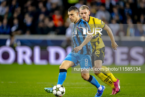 Club Brugge forward Ferran Jutgla plays during the match between Club Brugge and Borussia Dortmund at the Jan Breydelstadion for the Champio...