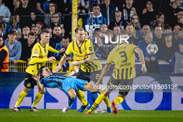 Club Brugge midfielder Hugo Vetlesen and Borussia Dortmund defender Niklas Sule during the match between Club Brugge and Borussia Dortmund a...