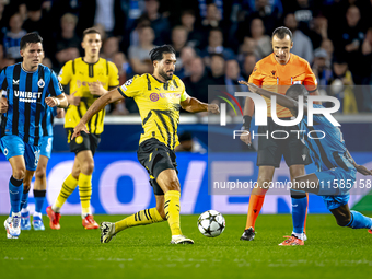 Borussia Dortmund defender Emre Can and Club Brugge defender Joel Ordonez during the match between Club Brugge and Borussia Dortmund at the...