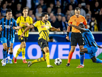 Borussia Dortmund defender Emre Can and Club Brugge defender Joel Ordonez during the match between Club Brugge and Borussia Dortmund at the...