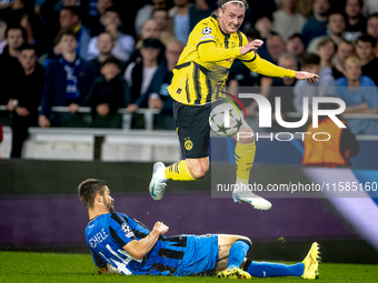 Club Brugge defender Brandon Mechele and Borussia Dortmund defender Julian Brandt during the match between Club Brugge and Borussia Dortmund...