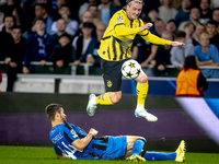 Club Brugge defender Brandon Mechele and Borussia Dortmund defender Julian Brandt during the match between Club Brugge and Borussia Dortmund...