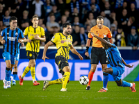 Borussia Dortmund defender Emre Can and Club Brugge defender Joel Ordonez during the match between Club Brugge and Borussia Dortmund at the...