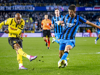 Borussia Dortmund forward Donyell Malen and Club Brugge defender Brandon Mechele during the match between Club Brugge and Borussia Dortmund...