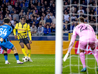 Borussia Dortmund defender Jamie Bynoe-Gittens during the match between Club Brugge and Borussia Dortmund at the Jan Breydelstadion for the...