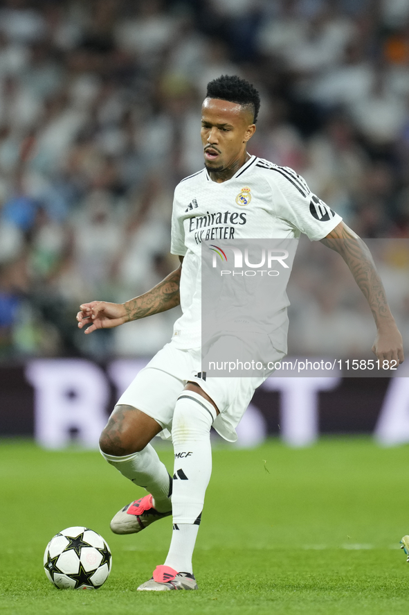 Eder Militao centre-back of Real Madrid and Brazil during the UEFA Champions League 2024/25 League Phase MD1 match between Real Madrid C.F....