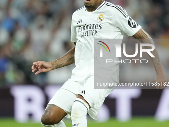 Eder Militao centre-back of Real Madrid and Brazil during the UEFA Champions League 2024/25 League Phase MD1 match between Real Madrid C.F....