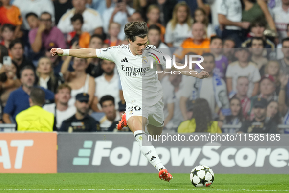 Fran Garcia left-back of Real Madrid and Spain during the UEFA Champions League 2024/25 League Phase MD1 match between Real Madrid C.F. and...