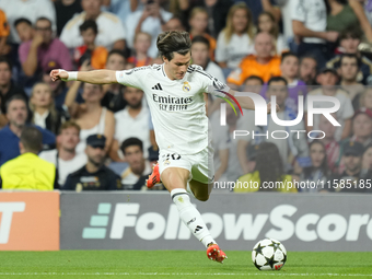 Fran Garcia left-back of Real Madrid and Spain during the UEFA Champions League 2024/25 League Phase MD1 match between Real Madrid C.F. and...