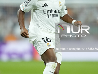 Endrick centre-forward of Real Madrid and Brazil during the UEFA Champions League 2024/25 League Phase MD1 match between Real Madrid C.F. an...