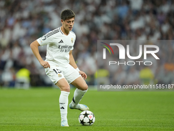 Arda Guler attacking midfield of Real Madrid and Turkey during the UEFA Champions League 2024/25 League Phase MD1 match between Real Madrid...