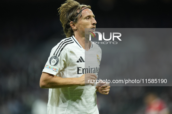 Luka Modric central midfield of Real Madrid and Croatia during the UEFA Champions League 2024/25 League Phase MD1 match between Real Madrid...