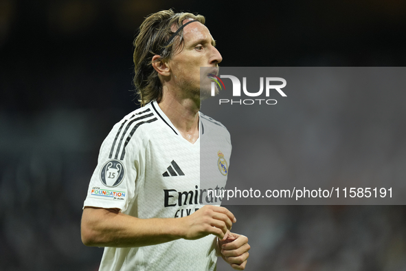 Luka Modric central midfield of Real Madrid and Croatia during the UEFA Champions League 2024/25 League Phase MD1 match between Real Madrid...