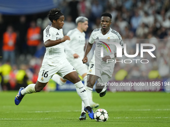 Endrick centre-forward of Real Madrid and Brazil in action during the UEFA Champions League 2024/25 League Phase MD1 match between Real Madr...