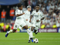 Endrick centre-forward of Real Madrid and Brazil in action during the UEFA Champions League 2024/25 League Phase MD1 match between Real Madr...