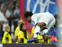 Endrick centre-forward of Real Madrid and Brazil celebrates after scoring his sides first goal during the UEFA Champions League 2024/25 Leag...