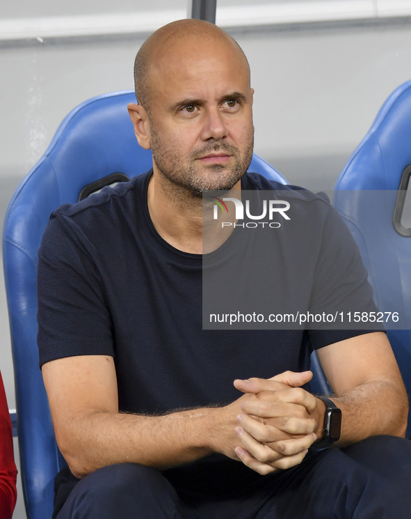 Miguel Angel Ramirez Medina, head coach of Al Wakrah SC, looks on prior to the AFC Champions League Group A football match between Qatar's A...