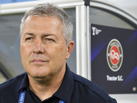 Dragan Skocic, head coach of Tractor SC, looks on prior to the AFC Champions League Group A football match between Qatar's Al Wakrah SC and...