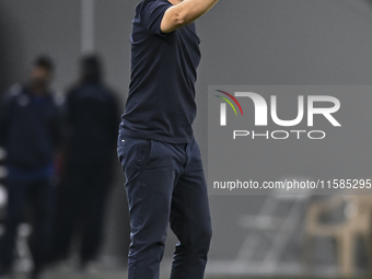 Miguel Angel Ramirez Medina, head coach of Al Wakrah SC, reacts during the AFC Champions League Group A football match between Qatar's Al Wa...