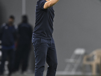 Miguel Angel Ramirez Medina, head coach of Al Wakrah SC, reacts during the AFC Champions League Group A football match between Qatar's Al Wa...