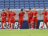 Mahdi Torabi of Tractor SC celebrates after scoring the second goal during the AFC Champions League football match between Qatar's Al Wakrah...