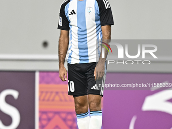 Farid Boulaya of Al Wakrah SC plays in the AFC Champions League elite football match between Qatar's Al Wakrah SC and Iran's Tractor SC at A...