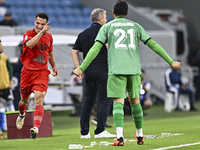 Amirhossein Hosseinzadeh of Tractor SC celebrates after scoring a goal during the AFC Champions League football match between Qatar's Al Wak...