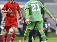 Amirhossein Hosseinzadeh of Tractor SC celebrates after scoring a goal during the AFC Champions League football match between Qatar's Al Wak...