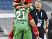 Amirhossein Hosseinzadeh of Tractor SC celebrates after scoring a goal during the AFC Champions League football match between Qatar's Al Wak...