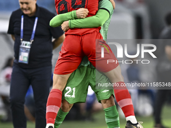 Amirhossein Hosseinzadeh of Tractor SC celebrates after scoring a goal during the AFC Champions League football match between Qatar's Al Wak...