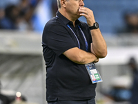 Dragan Skocic, head coach of Tractor SC, reacts during the AFC Champions League elite football match between Qatar's Al Wakrah SC and Iran's...