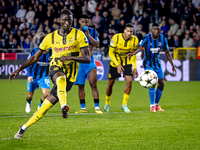 Borussia Dortmund forward Sehrou Guirassy scores the 0-3 during the match Club Brugge vs. Borussia Dortmund at the Jan Breydelstadion for th...