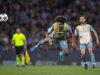 Rico Lewis #82 of Manchester City F.C. during the UEFA Champions League League Stage match between Manchester City and Football Club Interna...