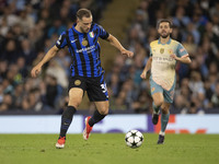 Carlos Augusto #30 of Inter Milan during the UEFA Champions League group stage match between Manchester City and Football Club Internazional...