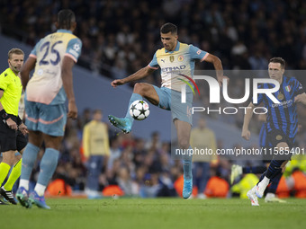 Rodri #16 of Manchester City F.C. during the UEFA Champions League Group Stage match between Manchester City and Football Club Internazional...